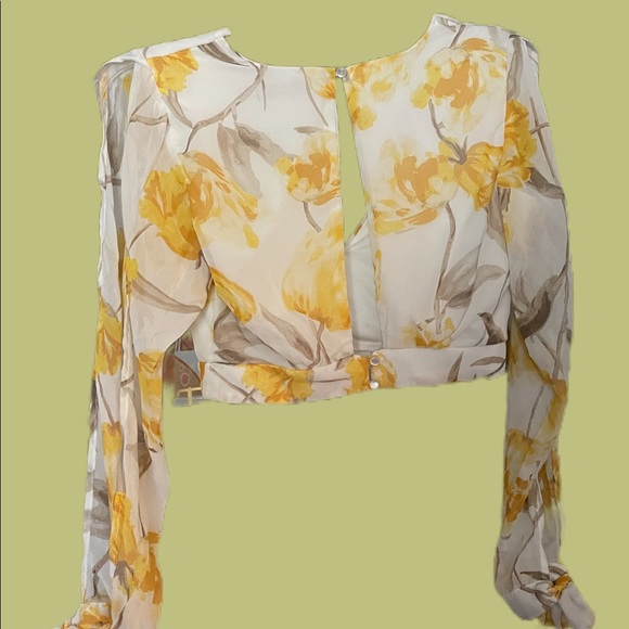 Crystal Sky Two Piece Set Top Crop Split Sleeve High Waist Split Pants Size 3 - Picture 3 of 7